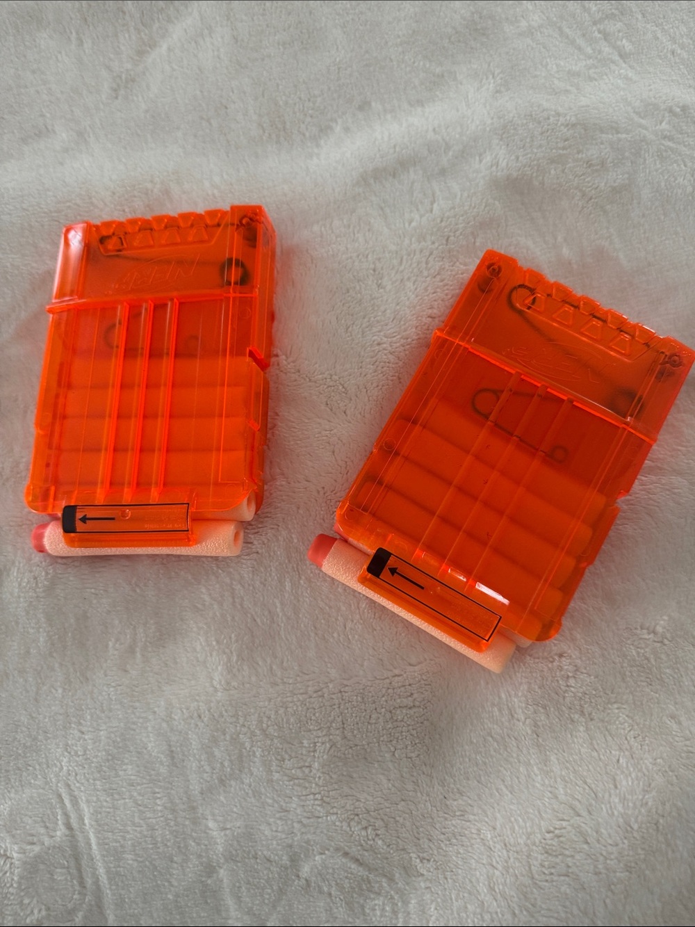 Transparent Orange Nerf-Style Dual Dart Magazines